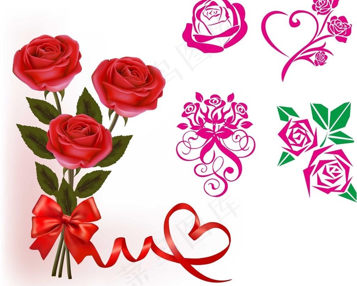 矢量玫瑰花图片