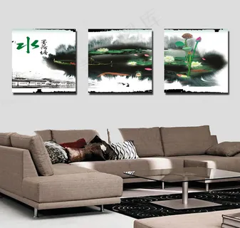 油画三联画模板下载