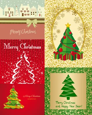 各式卡通圣诞树——矢量素材