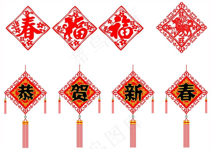 窗花剪纸吊牌图片cdr矢量模版下载
