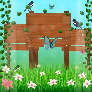 春天草地效果展示模板大自然矢量元素下载