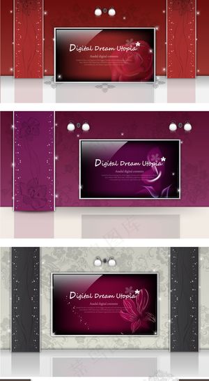 花卉壁纸电视背景墙矢量图 AI