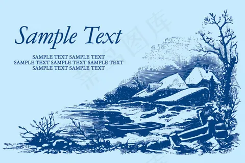 欧洲花卉矢量风景钢笔和墨水的欧洲花...