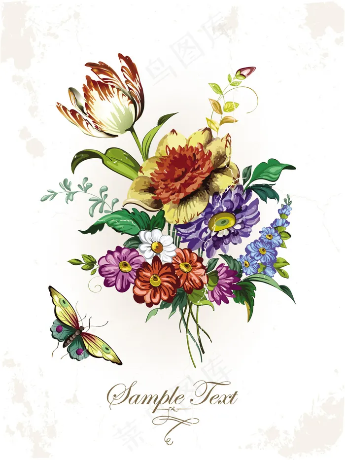 精美花卉插画背景矢量素材eps,ai矢量模版下载