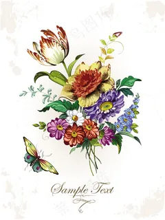 精美花卉插画背景矢量素材 精美花卉插画背景矢量素材