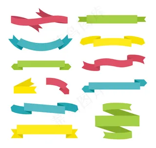 12款彩色丝带条幅矢量图
