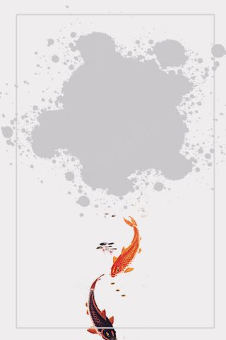 春节古风水墨年年有鱼海报背景