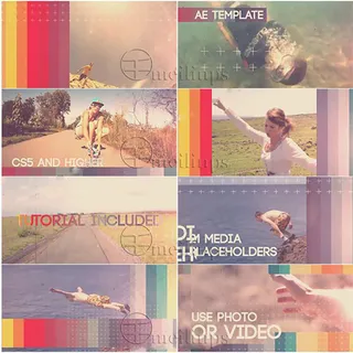 时尚切割快速过渡的幻灯片AE模板