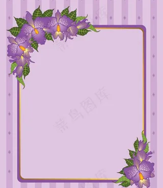 梦幻花纹花朵绿叶花边框图片