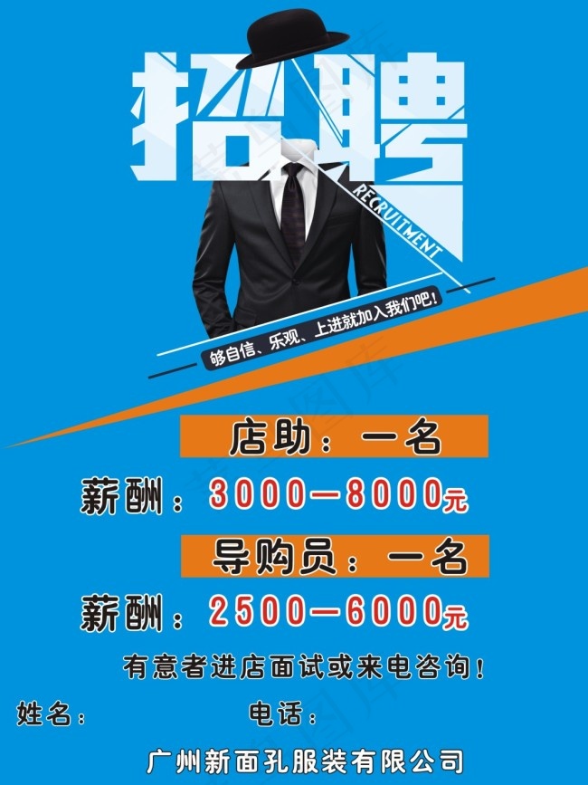 新面孔招聘cdr矢量模版下载
