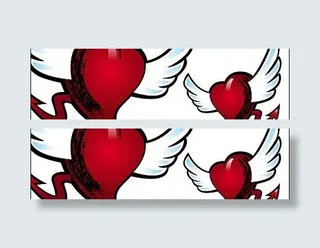 带翅膀和尾巴的心形矢量素材图片