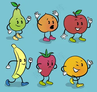 可爱表情水果矢量素材