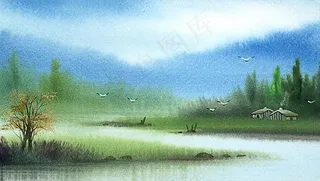 彩绘风景　水彩风景　水彩画_43