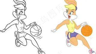 蓝球卡通动物图片