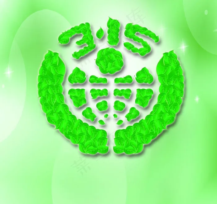 绿色树叶拼315标图片(5906X5906(DPI:300))psd模版下载