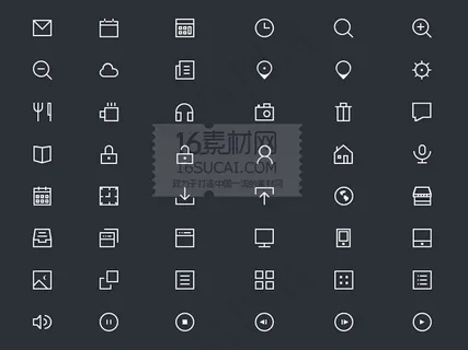 精美线性图标集合PSD分层素材
