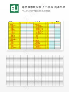 单位基本情况表 人力资源 自动生成