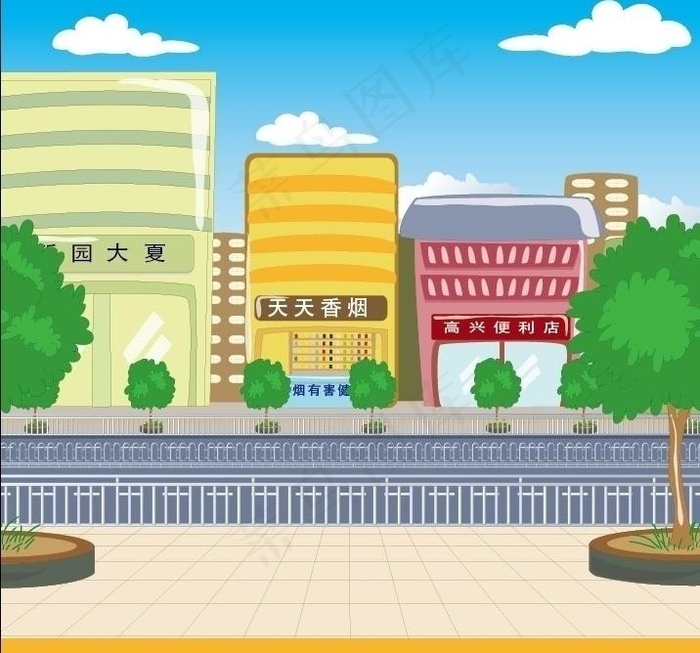 城市风景图片ai矢量模版下载