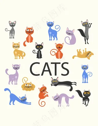 卡通动物猫咪素材