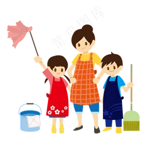五一劳动节彩色卡通手绘全家劳动五一劳动节彩色卡通手绘全家劳动,免抠元素