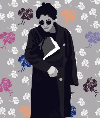 黑色长款女服设计图