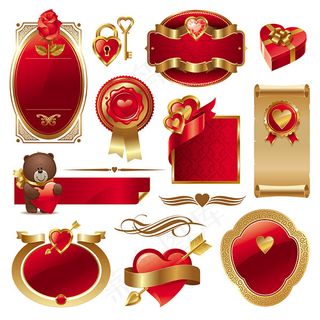 浪漫的元素矢量素材金金边的心