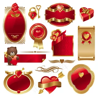 浪漫的元素矢量素材金金边的心