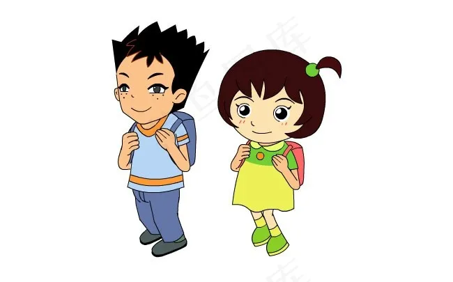 小朋友上学行走