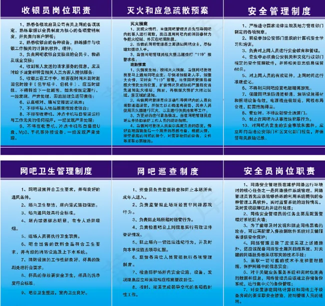 网吧各种制度图片cdr矢量模版下载