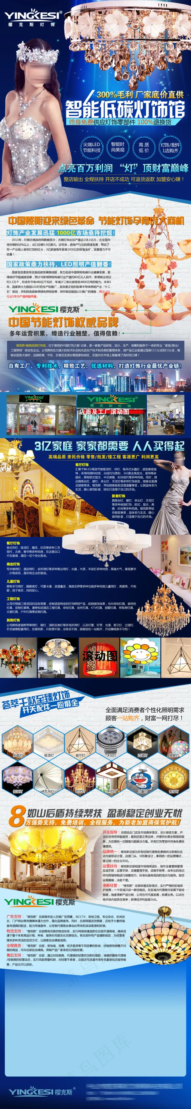 灯饰蓝色招商海报设计(950X5500(DPI:72))psd模版下载