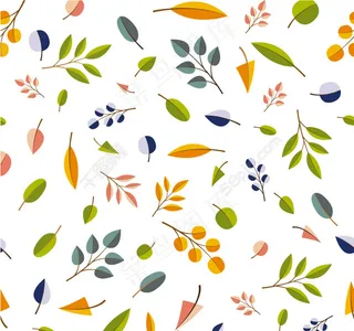 清新彩色树叶无缝背景