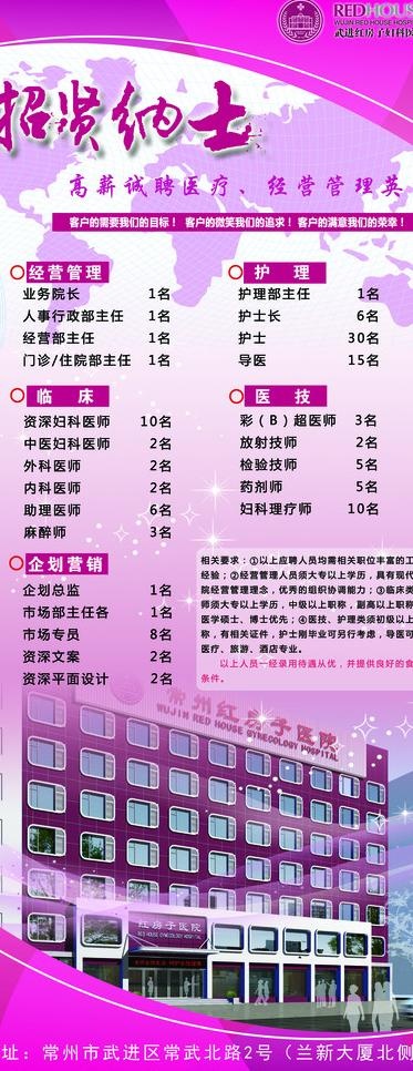 武进红房子妇科医院招聘易拉宝图片(2268X5386(DPI:72))psd模版下载