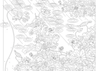 紫罗烟 荷花 雨 背景墙 失量图片