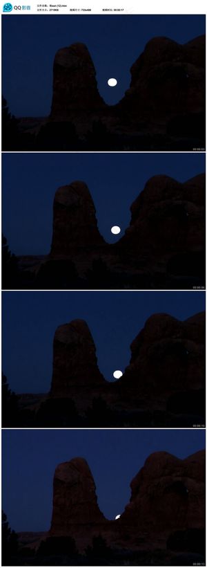 月亮升起山峰残垣视频素材下载