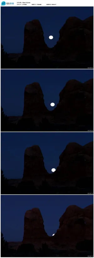 月亮升起山峰残垣视频素材下载