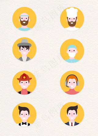 黄色小清新圆形职业男子头像矢量图