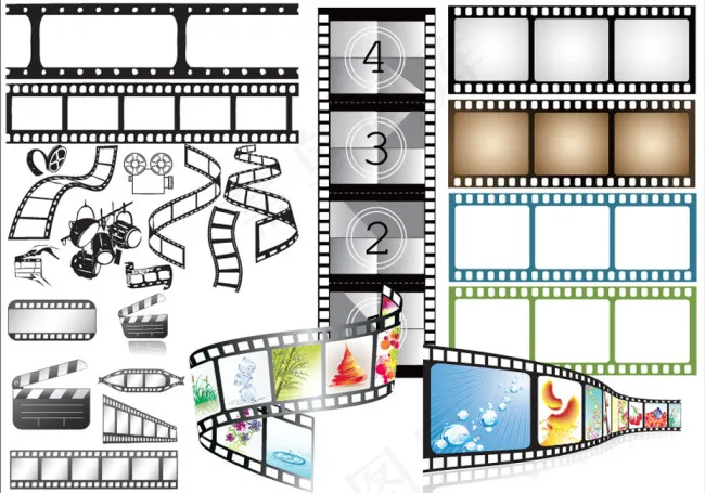 电影胶片之相机拍板ai矢量模版下载