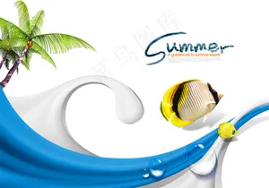 夏日海洋气息广告背景PSD海