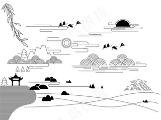 风景线条图案图标