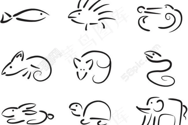 动物剪影标志图片ai矢量模版下载
