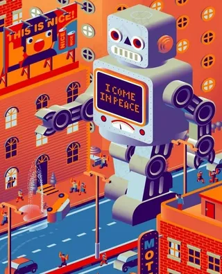 卡通机器人世界矢量素材