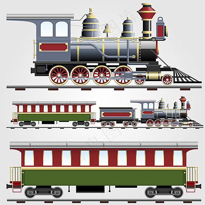 矢量蒸汽火车设计素材eps,ai矢量模版下载