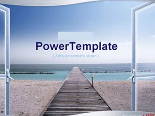 房地产类沙滩大海ppt模板