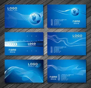 简洁蓝色名片卡片设计PSD素材