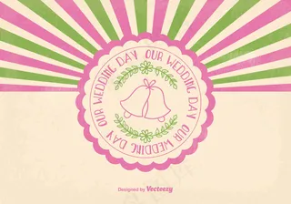 可爱复古婚礼插图