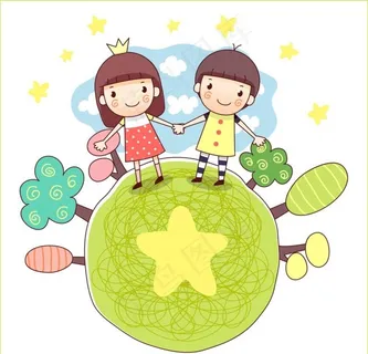 星球表面手拉手的孩子图片