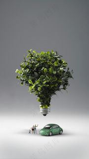 PS合成图长满草的灯高清图