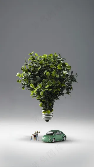 PS合成图长满草的灯高清图