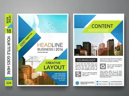 蓝天白去城市风格三折页图片