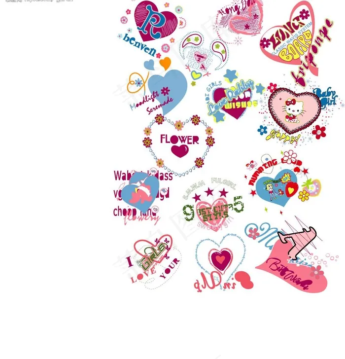 时尚童装女装花型图片ai矢量模版下载